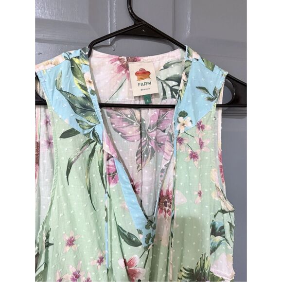 STUNNING and RARE FARM RIO MIXED FLORAL TIERED TROPICAL MINI DRESS- SIZE LARGE ( - Picture 6 of 6
